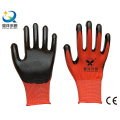 13G Nitrilo rojo Poliéster Shell, Nitrilo Negro recubierto, guantes de trabajo (N7003)